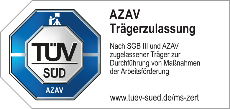 Siegel des TÜV Süd für AZAV Trägerzulassung